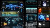 50组超级高科技HUD平视显示动画AE模板 Videohive CyberTech HUD Infographic Pack ...