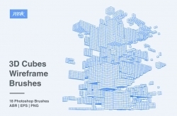 18组3D立方体透明线框PS画笔合集