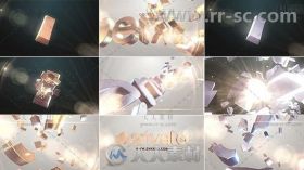 三维金银质感立体碎块合并标志展示Logo演绎AE模板Videohive 3D Gold And Silver S...