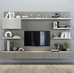 电视墙电视柜搁架室内家具3D模型