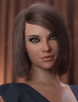 女性偏分逼真光泽短发发型发色3D模型合集