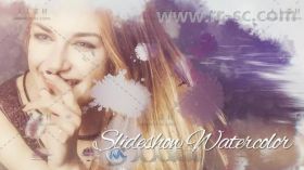 美丽的水彩视差幻灯片照片展示相册动画AE模板Videohive Slideshow Watercolor 202...