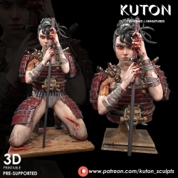 日本女武士游戏角色雕塑3D模型