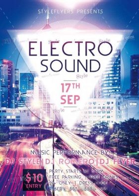 电音派对宣传海报PSD模板Electro_Sound_PSD_Flyer_Template