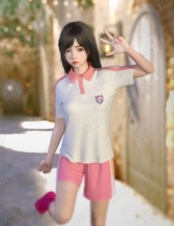 可爱青少年女孩暑假校服学校制服3D模型合集