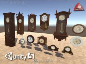 古色古香古董钟室内道具3D模型Unity素材资源