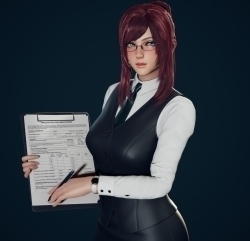 办公女郎游戏角色高质量3D模型