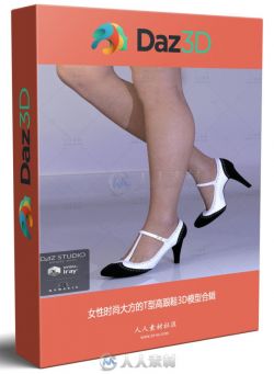 女性时尚大方的T型高跟鞋3D模型合辑