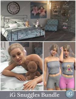 iG Snuggles 温馨房间环境设施双人亲昵依偎姿势3D模型