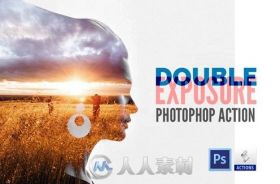 创意双图像组合特效PS动作Double Exposition Photo Templates