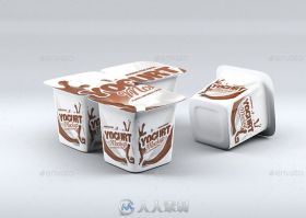 4联塑料罐装酸奶展示PSD模板four-plastic-container-for-yogurt-mock-up-10498797