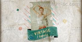 破旧复古效果标签和照片展示幻灯片AE模板Videohive Vintage Labels 3 files 6032600