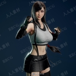 最终幻想7重制版FF7RE女性角色蒂法·洛克哈特Tifa Lockhart高质量3D模型完整版