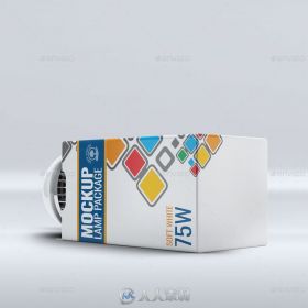 LED灯泡展示PSD模板Led Lamp Package Box Mock-Up 15221397