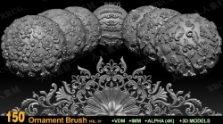 150组建筑装饰雕刻细节Zbrush笔刷与相关贴图模型合集