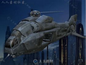 非常详细的多边形科幻直升机空中汽车3D模型Unity游戏素材资源