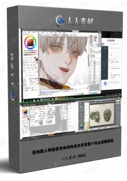 漫画版人物面部身体结构角色形象数字绘画视频教程
