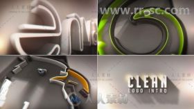 简洁三维立体路径描边企业标志显示Logo演绎AE模板 Videohive Clean Logo Intro 20...