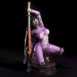 科幻忍者女孩游戏角色雕刻3D打印模型