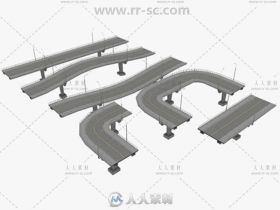 大型高速公路桥梁建设城市环境3D模型Unity游戏素材资源