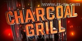 创意木炭烤架火热燃烧标志展示Logo演绎AE模板Videohive Charcoal Grill Logo Reve...